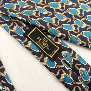 Fendi Horse Shoe Bit Print Silk Tie